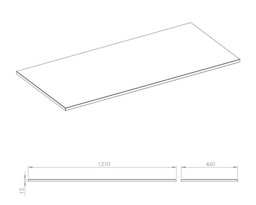 Arbeitsplatte mit den Maßen 1210 x 460 x 15 mm