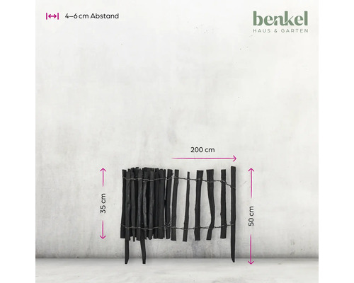 Dekorativer Holzzaun zur Gartengestaltung mit einer Länge von 200 cm.