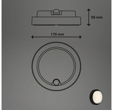 Technische Zeichnung einer Wandleuchte mit den Maßen 170 mm Breite und 55 mm Höhe.