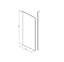 Abbildung einer Duschwand mit den Maßen 2100 mm Höhe und 960 mm Breite.