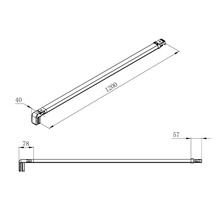 Technische Zeichnung eines Stangensystems mit den Maßen 1200, 40, 57 und 78.