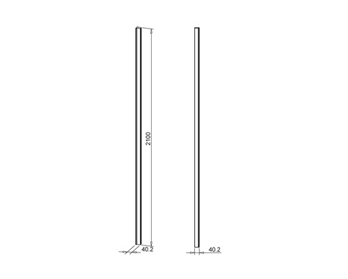 Technische Zeichnung eines 2100 mm langen und 40.2 mm breiten Profils.