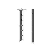 Technische Zeichnung eines 1950 mm hohen und 100 mm breiten Regalsystems