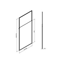 Zeichnung eines Duschabtrennungsprofils mit Maßangaben