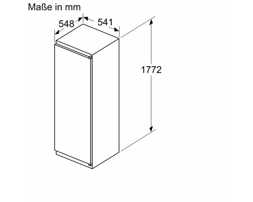 Technische Zeichnung eines Kühlschranks mit den Maßen 548, 541 und 1772 Millimeter.