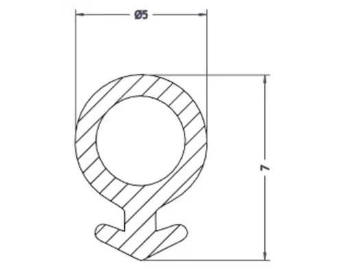 Technische Zeichnung einer Dichtung mit den Maßen 5 mm und 7 mm