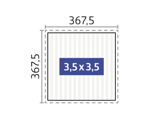 Illustration mit Abmessungen 367,5 mal 367,5 und 3,5 mal 3,5