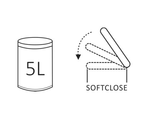 Symbol für einen 5 Liter Eimer mit Softclose Funktion
