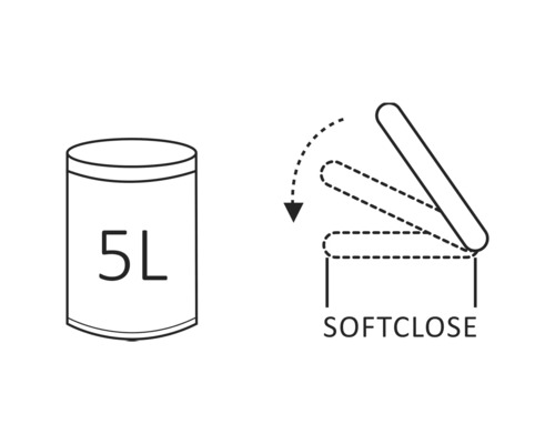 Symbol für einen 5 Liter Eimer mit Softclose Funktion