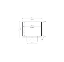 Grundriss eines Gartenhauses mit Maßangaben