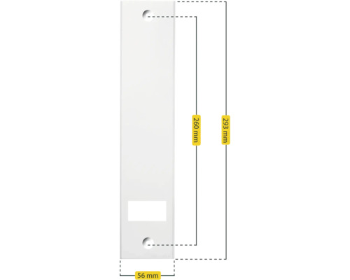 Abmessungen der Montageschiene: 293 Millimeter hoch und 56 Millimeter breit.