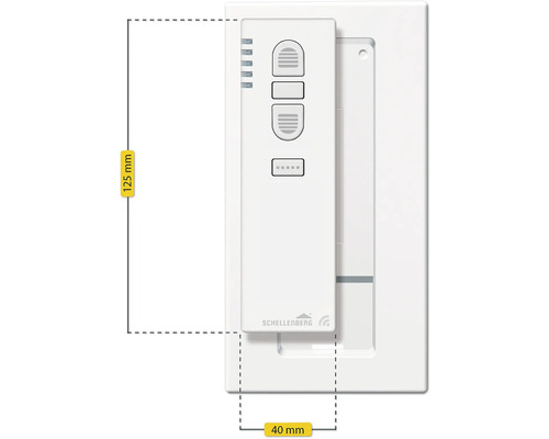 Schellenberg Funk-Zeitschaltuhr mit den Massen 125 mm mal 40 mm