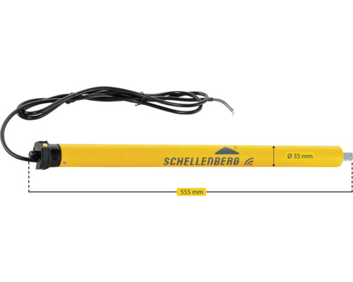 Schellenberg Rollladenmotor mit einer Länge von 555 Millimeter und einem Durchmesser von 35 Millimeter