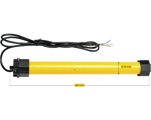 Rollladenmotor mit einer Länge von 485 mm und einem Durchmesser von 45 mm