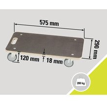 Möbelroller mit den Maßen 575 mm Länge, 290 mm Breite und 120 mm Höhe, Traglast 200 kg