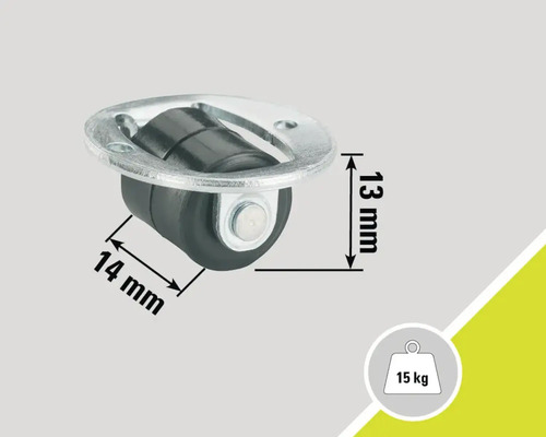 Möbelrolle mit einem Durchmesser von 14 mm und einer Traglast von 15 kg