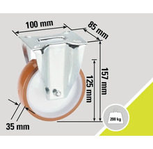 Rollenbild mit Maßangaben, Traglast bis 200 kg