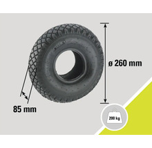 Rad mit einem Durchmesser von 260 mm und einer Breite von 85 mm, belastbar bis 200 Kilogramm
