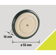 Holzrad mit Gummireifen, Durchmesser 53 Millimeter