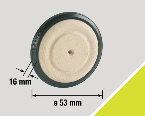 Holzrad mit Gummireifen, Durchmesser 53 Millimeter