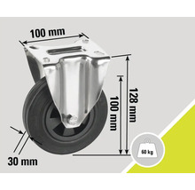 Lenkrolle mit den Maßen 100 mm mal 100 mm und einer Traglast von 60 kg