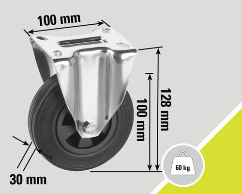 Lenkrolle mit den Maßen 100 mm mal 100 mm und einer Traglast von 60 kg