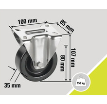 Rollenbock mit Abmessungen und Traglast 150 Kilogramm