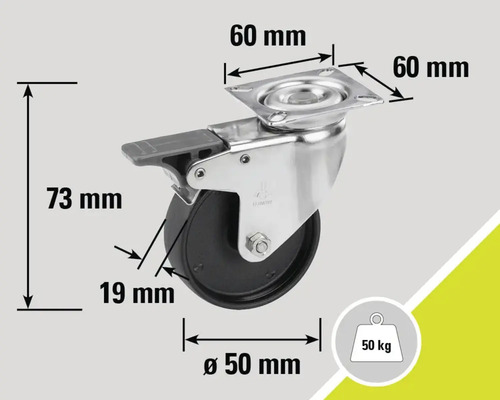 Lenkrolle mit Feststeller, 50 Kilogramm Traglast