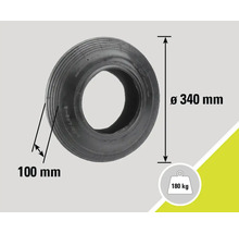 Rad mit den Massen 340 Millimeter Durchmesser, 100 Millimeter Reifenbreite und einer Traglast von 180 Kilogramm