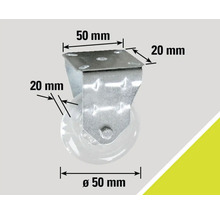 Lenkrolle mit 50 Millimeter Raddurchmesser und 20 Millimeter Rollenbreite
