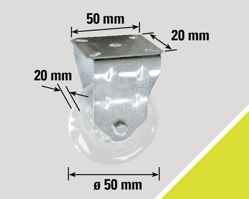 Lenkrolle mit 50 Millimeter Raddurchmesser und 20 Millimeter Rollenbreite