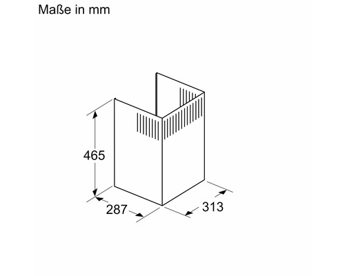Maßzeichnung mit Maßen in Millimeter: Höhe 465, Breite 287 und Tiefe 313.