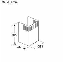Maßzeichnung mit Maßen in Millimeter: Höhe 465, Breite 287 und Tiefe 313.