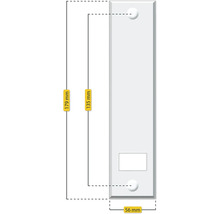 Maßangaben eines Briefkastenschildes, 179 mm hoch, 56 mm breit