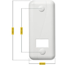 Abmessungen einer Gerätedose mit 148 Millimeter Höhe und 64 Millimeter Breite