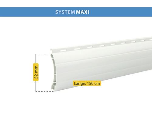 Rollladenprofil System Maxi, 150 cm Länge und 52 mm Höhe