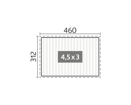 Abmessungen 460 x 312 Zentimeter, Fläche 4,5 x 3 Meter