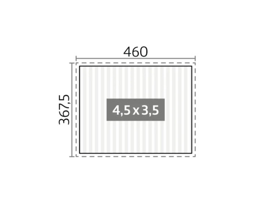 Abmessungen: 460 x 367,5 cm, Fenster: 4,5 x 3,5 cm