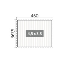 Grundriss mit Maßangaben: 460 x 367,5 Zentimeter, Innenfläche 4,5 x 3,5