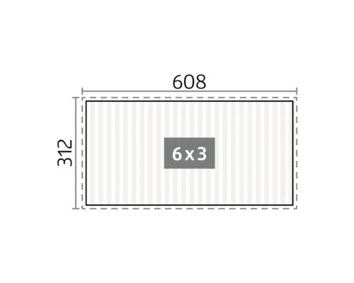 Technische Zeichnung mit Maßangaben 608 x 312 und Feld 6 x 3