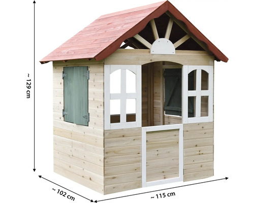 Spielhaus aus Holz mit Fenster und Tür, circa 129 x 102 x 115 cm
