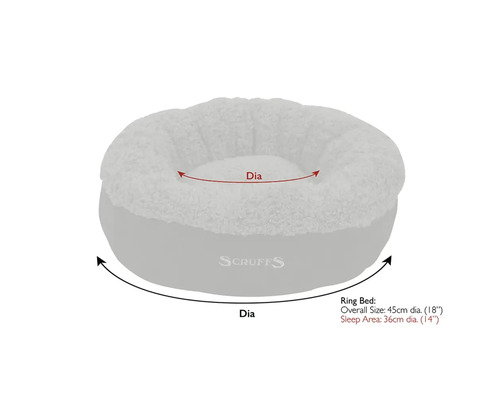 Scruffs Ring Hundebett mit Größenangabe