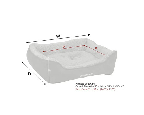 Abbildung eines Hundebetts mit Größenangaben