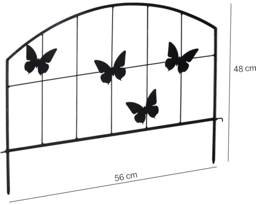 Gartenzaun aus Metall mit Schmetterlingsmotiven, 56 x 48 cm