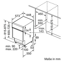 Maße des Geschirrspülers in Millimeter