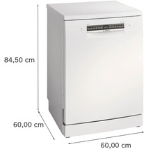 Freistehender Geschirrspüler mit den Maßen 60 mal 60 mal 84,50 Zentimeter.