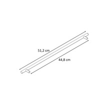 Diagramm einer 51,2 Zentimeter langen Stange mit einem Abstand von 44,8 Zentimetern