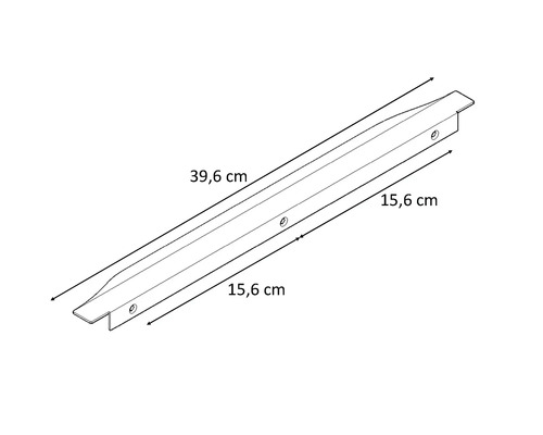 Zeichnung eines 39,6 Zentimeter langen Profils mit zwei 15,6 Zentimeter langen Seiten