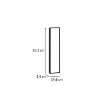 Abmessungen eines rechteckigen Wandspiegels mit einer Höhe von 89,2 cm, einer Breite von 14,6 cm und einer Tiefe von 1,6 cm