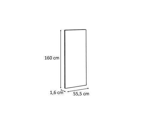 Abmessungen eines Produkts: 160 cm Höhe, 55,5 cm Breite und 1,6 cm Tiefe